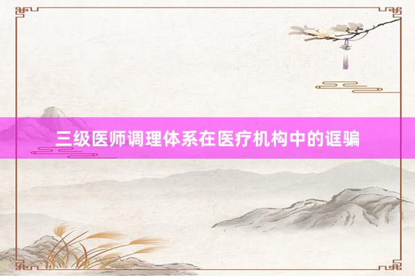 三级医师调理体系在医疗机构中的诓骗